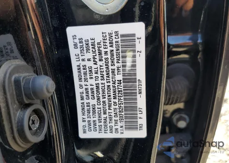 2015 Honda Civic Lx z USA, uszkodzony, nr VIN 19XFB2F57FE287744